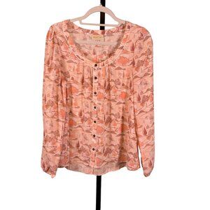 ModCloth Hillside Blouse Pink Long Sleeve